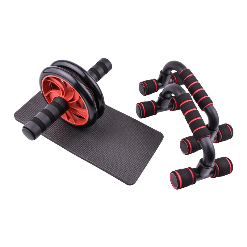 Kits Fitness: Apoio para Flexão de Braço, Corda Elástica, Corda de Pular, Rolo Abdominal, Hand Grip