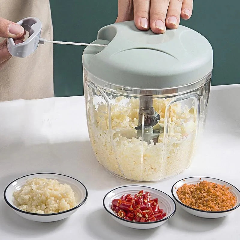 Mini Processador Triturador de Alimentos Manual - 3 Lâminas